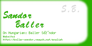 sandor baller business card